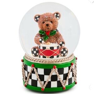 NWOT MacKenzie-Childs Holly Bear Snow Globe